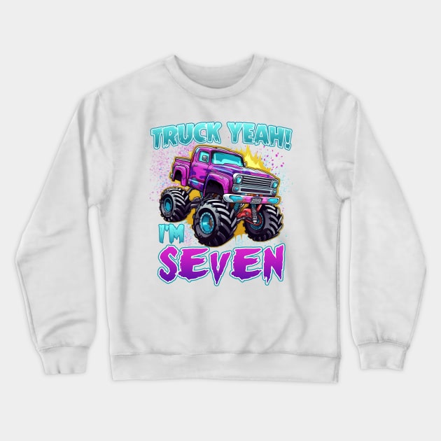 Truck yeah Birthday Tee Seven year old Girl Tee Monster Truck Birthday Country Birthday Kids Crewneck Sweatshirt by inksplashcreations